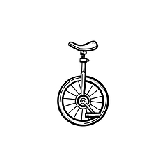 Image showing One wheel bicycle hand drawn sketch icon.