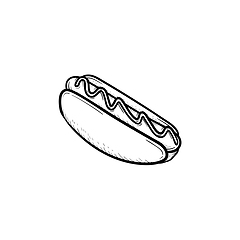 Image showing Hotdog hand drawn sketch icon.