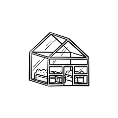 Image showing Greenhouse hand drawn sketch icon.