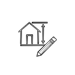 Image showing House design hand drawn sketch icon.