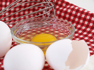 Image showing Whisk and Eggs