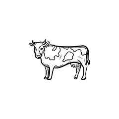 Image showing Cow hand drawn sketch icon.