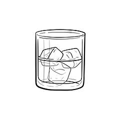 Image showing Glass of water with ice cubes hand drawn icon.