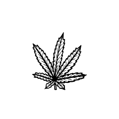 Image showing Marijuana leaf hand drawn sketch icon.