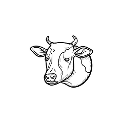 Image showing Cow head hand drawn sketch icon.