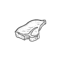 Image showing T-bone beef steak hand drawn sketch icon.