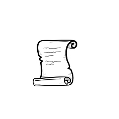 Image showing Scroll of old paper hand drawn sketch icon.