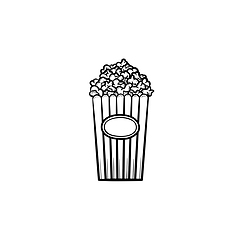 Image showing Popcorn hand drawn sketch icon.