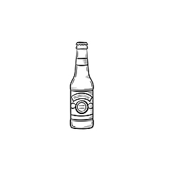 Image showing Beer bottle hand drawn sketch icon.