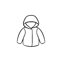 Image showing Child rain coat hand drawn outline doodle icon.