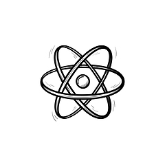Image showing Electronic atom hand drawn sketch icon.