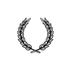 Image showing Laurel wreath hand drawn sketch icon.