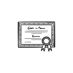 Image showing Graduation certificate hand drawn sketch icon.