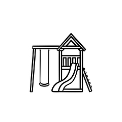 Image showing Outdoor playground hand drawn outline doodle icon.