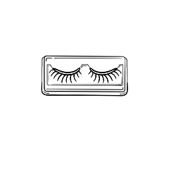 Image showing False eyelashes hand drawn sketch icon.