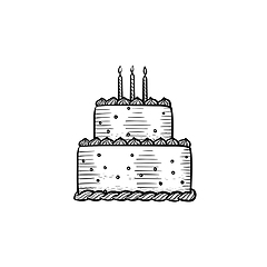 Image showing Candle cake head hand drawn outline doodle icon.