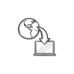 Image showing Online education hand drawn sketch icon.