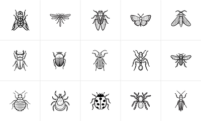 Image showing Insects sketch icon set.