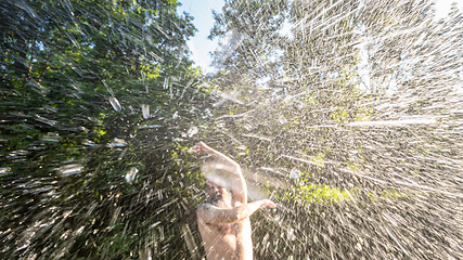 Image showing water battle at the summer lake