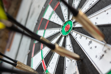 Image showing a typical darts game with no dart in the bullseye