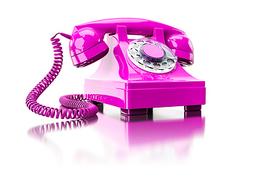 Image showing old pink dial-up phone