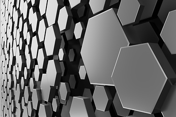 Image showing black and white hexagon background