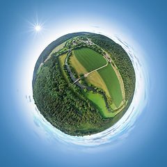 Image showing little planet of the river Neckar near Neckarhausen Germany