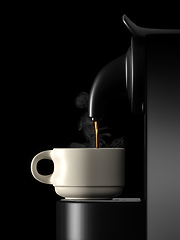 Image showing fresh coffee machine black side view