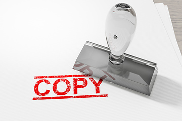 Image showing red copy stamp on white paper background