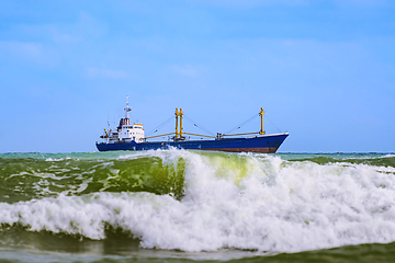 Image showing Dry cargo ship in the Sea