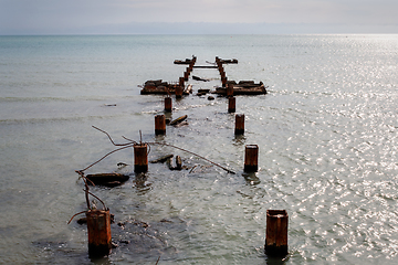 Image showing Old concrete pier.