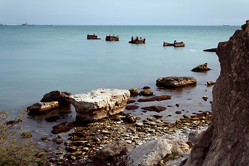 Image showing Old concrete piers.