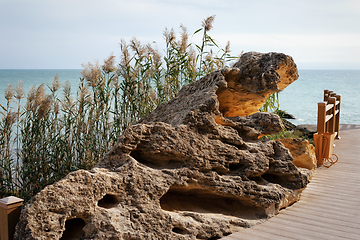 Image showing Rocky coast of the Caspian Sea.