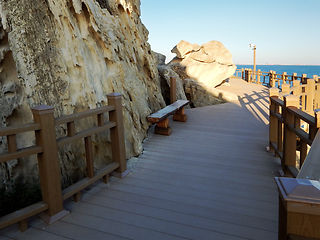 Image showing Rock path by the sea.