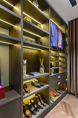 Image showing Large luxury men\'s wardrobe