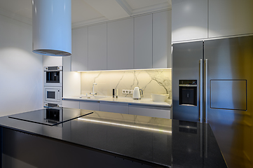 Image showing Luxury kitchen Interior with minimalism design