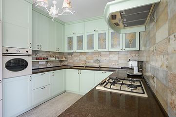 Image showing Modern white kitchen clean interior design