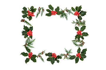 Image showing Holly and Cedar Square Winter Wreath 