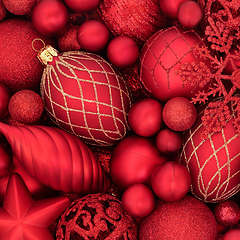 Image showing Red and Gold Glitter Christmas Bauble Background