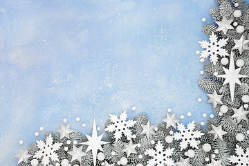 Image showing Festive Christmas Snowflake and Star Border 