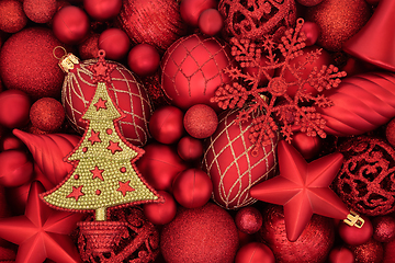 Image showing Christmas Tree and Red Bauble Background