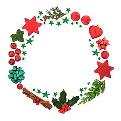 Image showing  Christmas Wreath with Baubles and Greenery