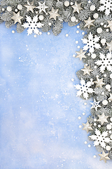 Image showing Winter and Christmas Snowflake Star and Snow Background