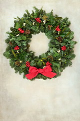 Image showing Festive Christmas Wreath with Winter Flora