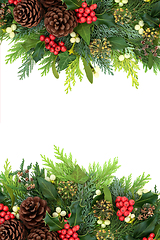 Image showing Traditional Christmas Winter and New Year Floral Border