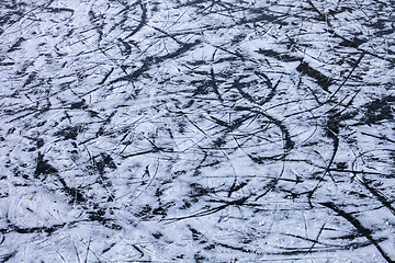 Image showing Background of ice surface with skates scratches