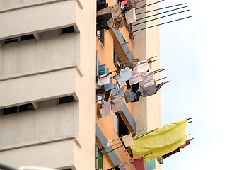 Image showing Laundry drying from windows, Singapore