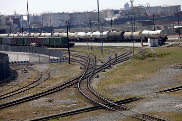 Image showing Freight trains in port