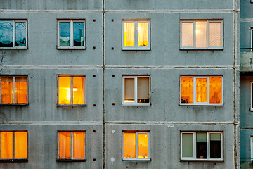 Image showing Wall with Iluminated windows.