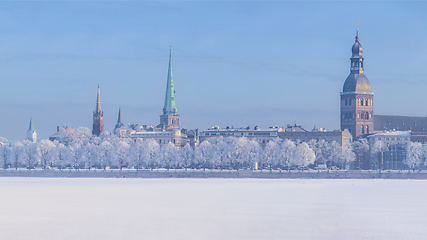 Image showing Winter skyline of Latvian capital Riga Old town